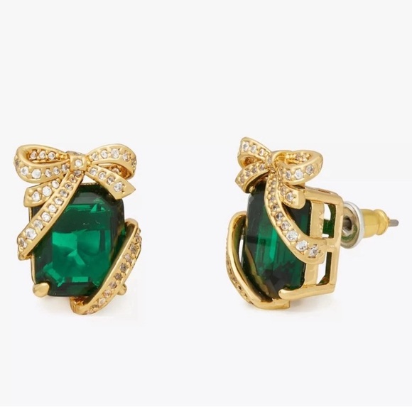 kate spade Jewelry - Kate Spade Pave emerald present Earrings